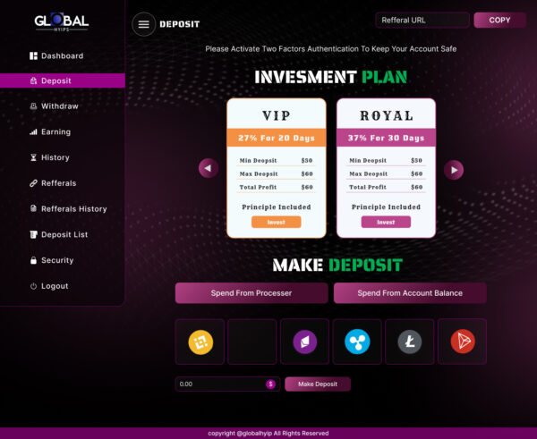 DEPOSIT PAGE Theme ID – GH09 Unique Templates